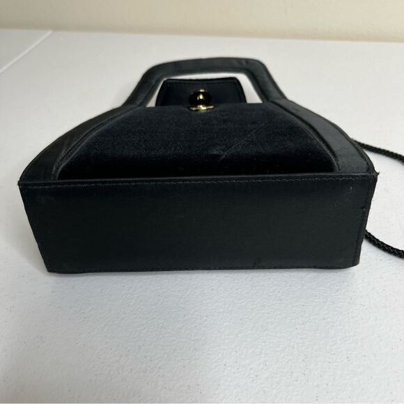 K F Ltd Black Velvet Satchel Handle Shoulder Strap Handbag Dressy Cocktail - Picture 5 of 12